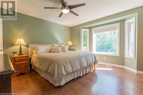 Primary Bedroom, Bay Window Overlooking the Backyard. Spacious Walkin closet - 98 Birch Street, South Bruce Peninsula, ON - Indoor Photo Showing Bedroom