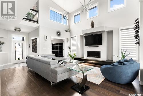 4817 Wright Road, Regina, SK - Indoor Photo Showing Living Room With Fireplace