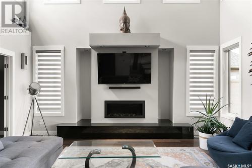 4817 Wright Road, Regina, SK - Indoor Photo Showing Living Room With Fireplace