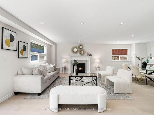 55 Chipwood Cres, Toronto, ON - Indoor Photo Showing Living Room With Fireplace