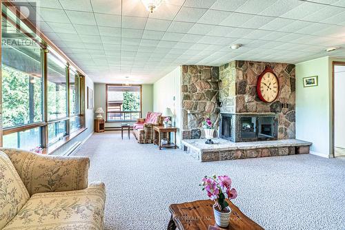 1357 Killarney Bay Road, Kawartha Lakes, ON - Indoor Photo Showing Living Room With Fireplace