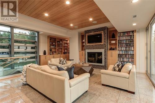 2410 South Bay Road, Sudbury, ON - Indoor Photo Showing Living Room With Fireplace