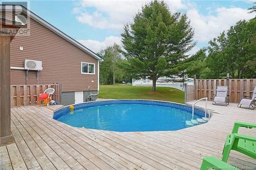 16 Hazelton Road, Doaktown, NB - Outdoor With Above Ground Pool With Deck Patio Veranda With Exterior