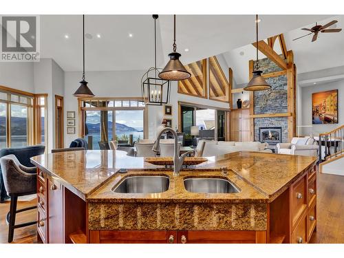 414 Okaview Road, Kelowna, BC - Indoor Photo Showing Kitchen With Fireplace With Double Sink