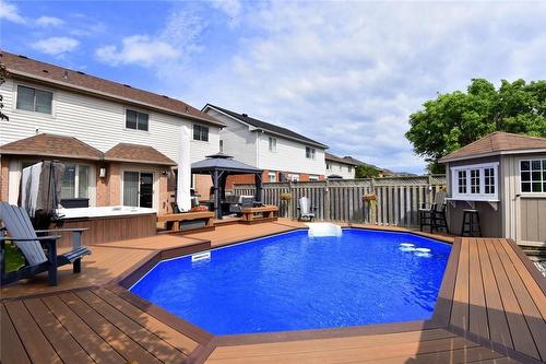 94 Grindstone Way, Waterdown, ON - Outdoor With Above Ground Pool With Deck Patio Veranda With Exterior