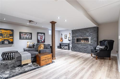 74 Flanders Drive, Waterdown, ON - Indoor Photo Showing Living Room With Fireplace