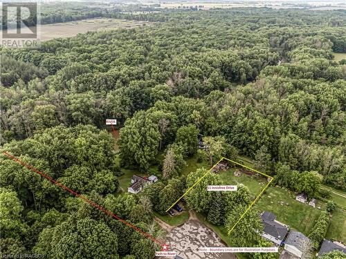 Path to River and Approximate Property Lines - 11 Innisfree Drive, Springwater, ON - Outdoor With View