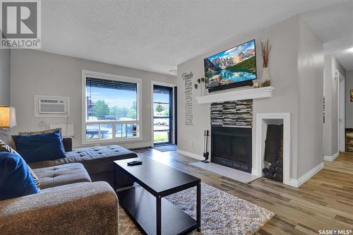 107 15 Alport Crescent, Regina, SK - Indoor Photo Showing Living Room With Fireplace