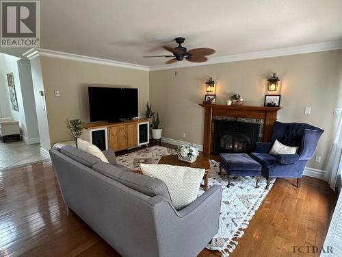 30 Pleasant Ave, Timmins, ON - Indoor Photo Showing Living Room With Fireplace