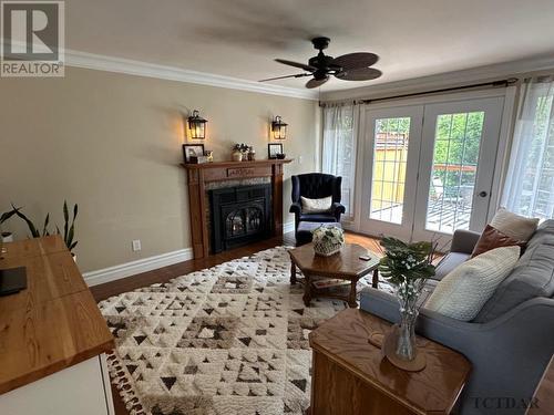 30 Pleasant Ave, Timmins, ON - Indoor Photo Showing Living Room With Fireplace