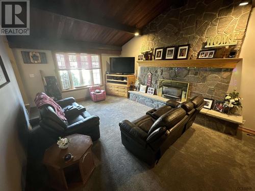 39 Harding Ave, Kirkland Lake, ON - Indoor Photo Showing Living Room With Fireplace