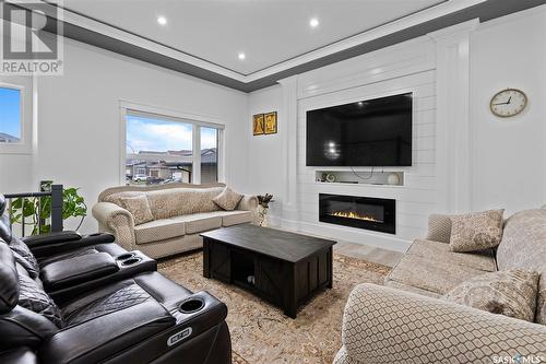 2247 Rosewood Drive, Saskatoon, SK - Indoor Photo Showing Living Room With Fireplace