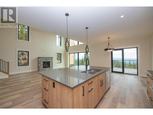 9993 Cathedral Drive, Vernon, BC - Indoor Photo Showing Kitchen With Fireplace With Double Sink