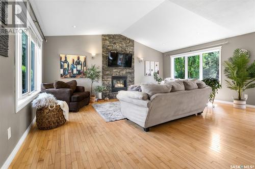 218 Carr Lane, Saskatoon, SK - Indoor Photo Showing Living Room With Fireplace