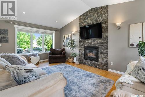 218 Carr Lane, Saskatoon, SK - Indoor Photo Showing Living Room With Fireplace