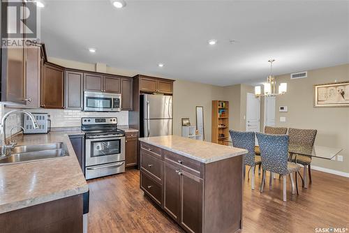 5104 110 Willis Crescent, Saskatoon, SK - Indoor Photo Showing Kitchen With Stainless Steel Kitchen With Double Sink