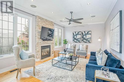 28 Misty Brook Crescent, Brampton, ON - Indoor Photo Showing Living Room With Fireplace