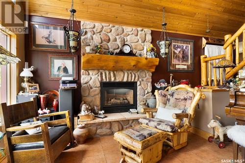 40 James Bay, Lumsden, SK - Indoor Photo Showing Living Room With Fireplace