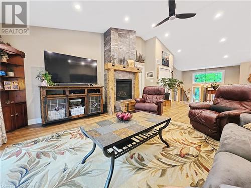 44 Hemlock Road, South Bruce Peninsula, ON - Indoor Photo Showing Living Room With Fireplace