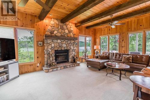 159 Mount Zion Rd, Bruce Mines, ON - Indoor Photo Showing Living Room With Fireplace