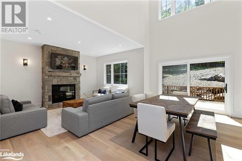 19 Todholm Drive, Port Carling, ON - Indoor Photo Showing Kitchen With Fireplace With Upgraded Kitchen