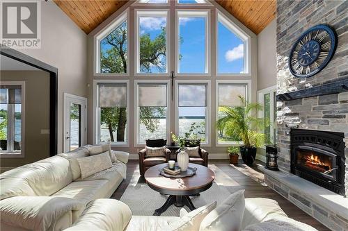 597 Point Trail, Westmeath, ON - Indoor Photo Showing Living Room With Fireplace