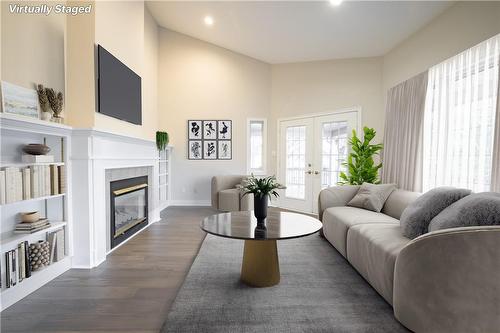 Virtually Staged Photo - 586 Canboro Road, Fenwick, ON - Indoor Photo Showing Living Room With Fireplace