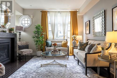 2027 Queensborough Gate, Mississauga, ON - Indoor Photo Showing Living Room With Fireplace