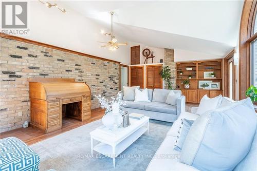 132 8Th Concession Road E, Hamilton, ON - Indoor Photo Showing Living Room With Fireplace