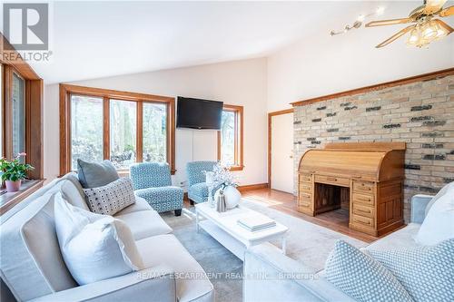 132 8Th Concession Road E, Hamilton, ON - Indoor Photo Showing Living Room With Fireplace