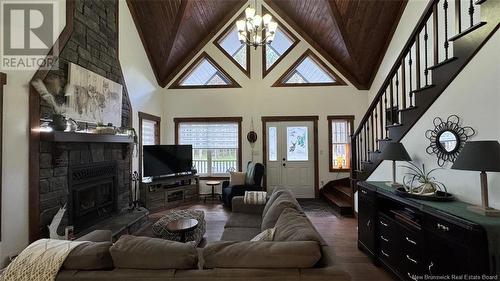 49 Chemin Du Rang 5+6, Saint-Quentin, NB - Indoor Photo Showing Other Room With Fireplace