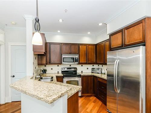 201-755 Goldstream Ave, Langford, BC - Indoor Photo Showing Kitchen With Stainless Steel Kitchen With Double Sink