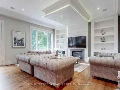 279 Betty Ann Dr, Toronto, ON - Indoor Photo Showing Living Room With Fireplace