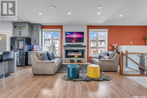 502 Kenaschuk Way, Saskatoon, SK - Indoor Photo Showing Living Room With Fireplace