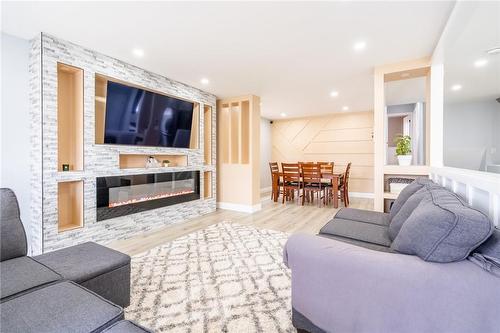 9 Delawana Drive, Hamilton, ON - Indoor Photo Showing Living Room With Fireplace