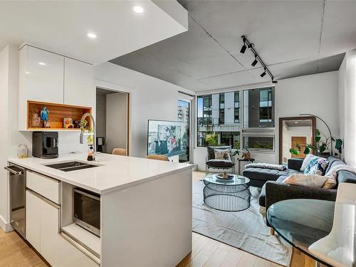 217-989 Johnson St, Victoria, BC - Indoor Photo Showing Kitchen With Double Sink