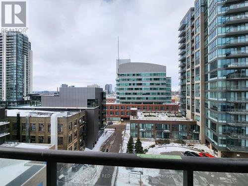 601 - 55 Duke Street W, Kitchener, ON - Outdoor With Balcony With Facade