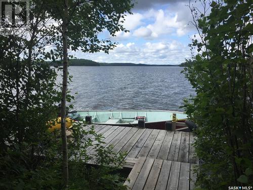 Lease 300832 Mackay Lake, Lac La Ronge, SK - Outdoor With Body Of Water With Deck Patio Veranda