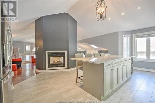 3566 Whiteside Drive, Windsor, ON - Indoor Photo Showing Kitchen With Fireplace