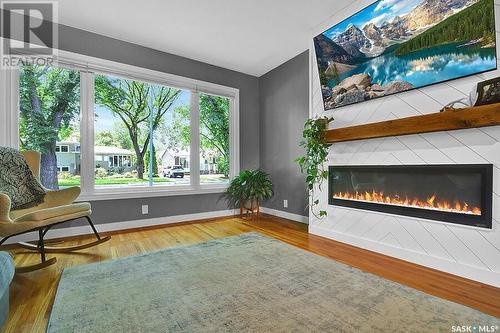 40 Tibbits Road, Regina, SK - Indoor Photo Showing Living Room With Fireplace