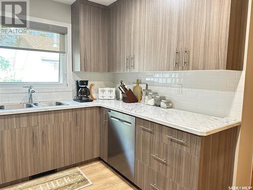 669 Dieppe Drive, Weyburn, SK - Indoor Photo Showing Kitchen With Double Sink