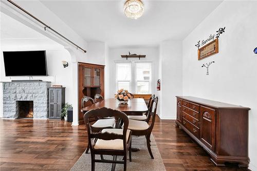 93 Fairfield Avenue, Hamilton, ON - Indoor Photo Showing Dining Room With Fireplace