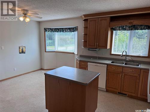 42 Shannon Street, Lanigan, SK - Indoor Photo Showing Kitchen With Double Sink