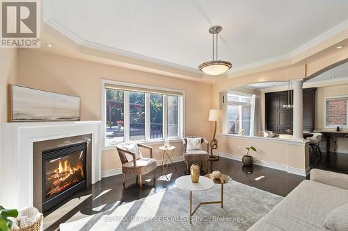 1632 Barbertown Road, Mississauga, ON - Indoor Photo Showing Living Room With Fireplace