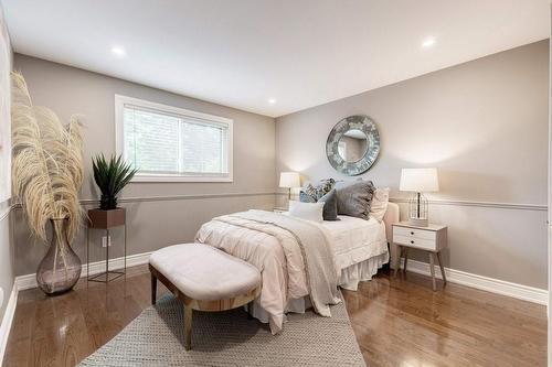 Large Bedrooms with hardwood floors & LED potlights. - 2182 Maplewood Drive, Burlington, ON - Indoor Photo Showing Bedroom