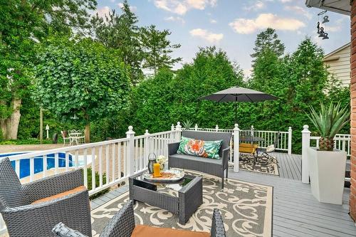 Two Tier Deck & Railings freshly painted 2024. - 2182 Maplewood Drive, Burlington, ON - Outdoor With Deck Patio Veranda