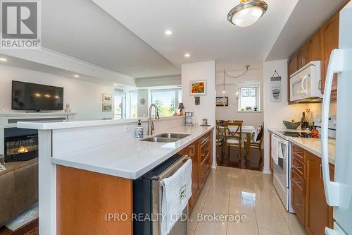 208 - 200 Halton Hills Drive, Halton Hills (Georgetown), ON - Indoor Photo Showing Kitchen With Fireplace With Double Sink