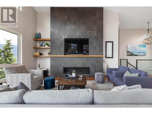 1740 Granite Road, Lake Country, BC - Indoor Photo Showing Living Room With Fireplace