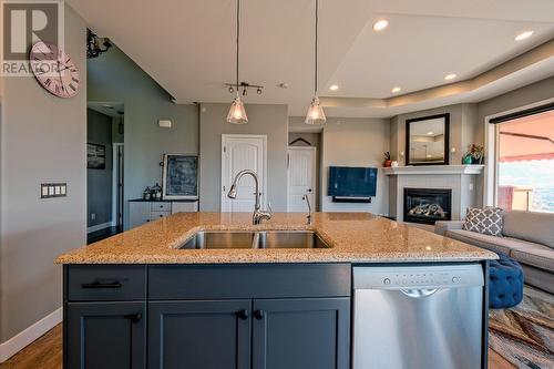 508 Balsam Court, Vernon, BC - Indoor Photo Showing Kitchen With Fireplace With Double Sink With Upgraded Kitchen