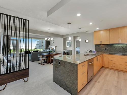 102-738 Sayward Hill Terr, Saanich, BC - Indoor Photo Showing Kitchen With Double Sink